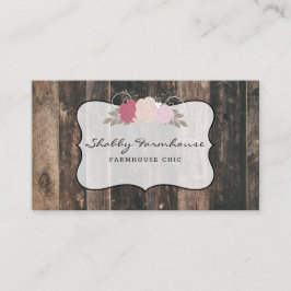 Rustic Wood Country Farmhouse Rose Script Visitenkarte