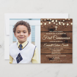 Rustic Wood Country First 1. Communityjunge Einladung