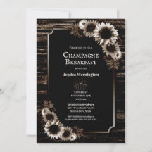 Rustic Wood Country Floral Champagne Frühstück