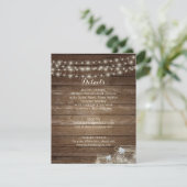 Rustic Wood Country Mason Jar Wedding DETAILS Begleitkarte (Stehend Vorderseite)