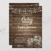 RUSTIC Wood Country Mason Jars Kinderdusche Einladung (Vorne/Hinten)