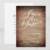 Rustic Wood Country Script Save the Date Einladung (Vorne/Hinten)