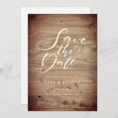 Rustic Wood Country Script Save the Date Einladung (Vorne/Hinten)