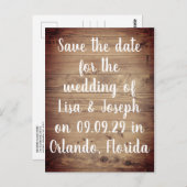 Rustic Wood Country Script Save the Date Postkarte (Vorne/Hinten)