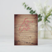 Rustic Wood Country Script Save the Date Postkarte (Stehend Vorderseite)