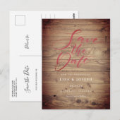 Rustic Wood Country Script Save the Date Postkarte (Vorne/Hinten)