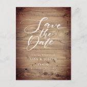 Rustic Wood Country Script Save the Date Postkarte (Vorderseite)