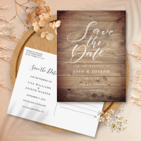 Rustic Wood Country Script Save the Date