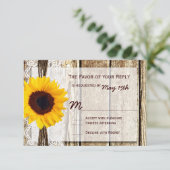 Rustic Wood Country Sunflower Wedding RSVP Cards (Stehend Vorderseite)