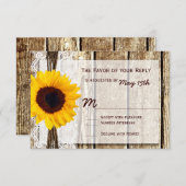 Rustic Wood Country Sunflower Wedding RSVP Cards (Vorne/Hinten)