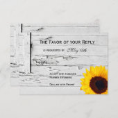 Rustic Wood Country Sunflower Wedding RSVP Cards (Vorne/Hinten)