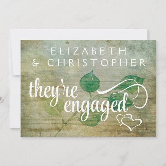 Rustic Wood Country Verlobte Engagement Party Einladung (Vorderseite)