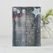 Rustic Wood Country Weihnachts-Star-Bells Hochzeit (Stehend Vorderseite)