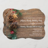 Rustic Wood Country Weihnachtsfeier einladen Einladung (Vorne/Hinten)