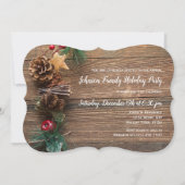 Rustic Wood Country Weihnachtsfeier einladen Einladung (Vorderseite)