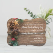 Rustic Wood Country Weihnachtsfeier einladen Einladung (Stehend Vorderseite)