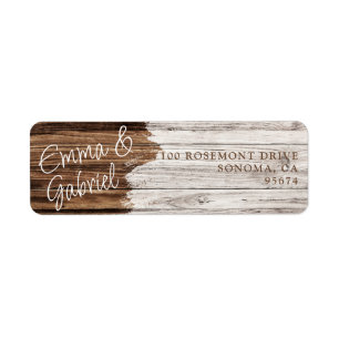 Rustic Wood Couple Name Rücksendeadresse