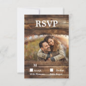 Rustic Wood Couples Foto Country RSVP Card (Vorderseite)