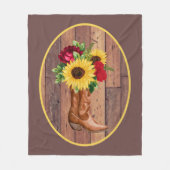 Rustic Wood Cowgirl Boots Sunflowers Rose Fleece (Vorderseite)