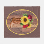Rustic Wood Cowgirl Boots Sunflowers Rose Fleece (Vorderseite (Horizontal))