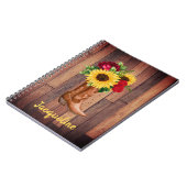 Rustic Wood Cowgirl Stiefel Sonnenblumen Rose Cust Notizblock (Linke Seite)