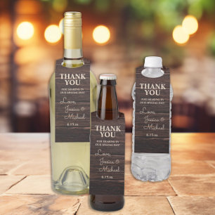 Rustic Wood Cream Wedding Vielen Dank Flaschenanhänger
