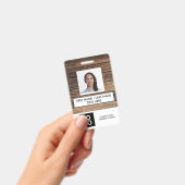 Rustic Wood Custom Employee Foto Name Ausweis (Handheld)