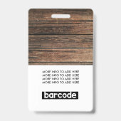 Rustic Wood Custom Employee Foto Name Ausweis (Rückseite)