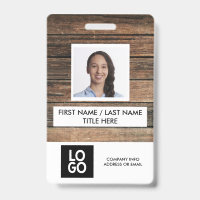 Rustic Wood Custom Employee Foto Name