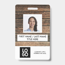 Rustic Wood Custom Employee Foto Name Ausweis