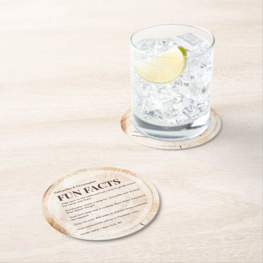 Rustic Wood Cut Slice Funchlist Custom Wedding Runder Pappuntersetzer (Vor Ort)