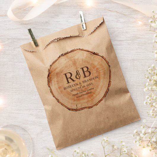 Rustic Wood Cut Slice Print Monogram Vielen Dank Geschenktütchen (Ausgeschnitten)
