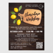 Rustic Wood Cutting Board Citrus Cooking Script Fensteraufkleber (Blatt)