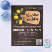 Rustic Wood Cutting Board Citrus Cooking Script Flyer (Einzeln)