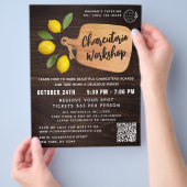 Rustic Wood Cutting Board Citrus Cooking Script Flyer (Hand)