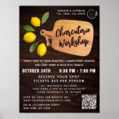 Rustic Wood Cutting Board Citrus Cooking Script Poster (Vorne)