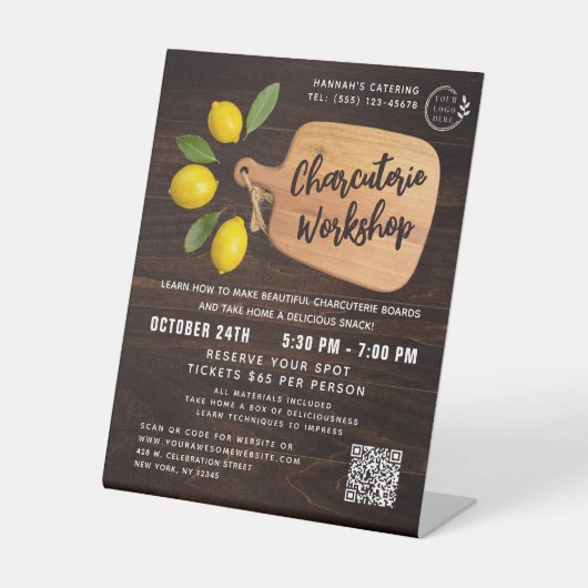 Rustic Wood Cutting Board Citrus Cooking Script Sockelschild (Vorderseite)