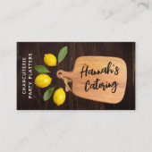Rustic Wood Cutting Board Citrus Cooking Script Visitenkarte (Vorderseite)