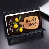 Rustic Wood Cutting Board Citrus Cooking Script Visitenkarte