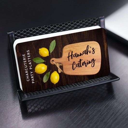 Rustic Wood Cutting Board Citrus Cooking Script Visitenkarte