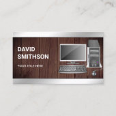 Rustic Wood Desktop PC Computer Reparaturtechniker Visitenkarte (Vorderseite)