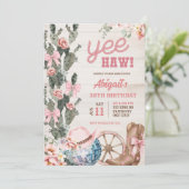 Rustic Wood Disco Cowgirl Birthday Einladung (Stehend Vorderseite)