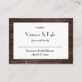 Rustic Wood Display Brautparty Insert Card Tag (Rückseite)