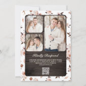 Rustic Wood Earthy Ivory Floral QR Code Hochzeit Einladung (Rückseite)
