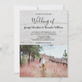 Rustic wood elegant photo country Wedding Einladung (Vorderseite)
