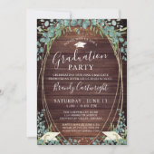 Rustic Wood Eukalyptus Graduation Party Einladung (Vorderseite)