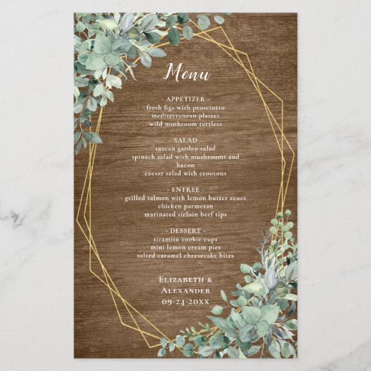 Rustic Wood Eukalyptus Greenerity Gold Wedding Men (Vorderseite)