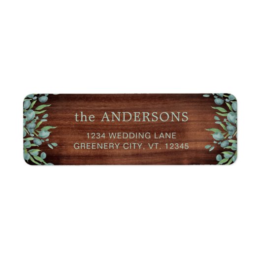 Rustic Wood Eukalyptus Greenerity Wedding Address (Vorne)