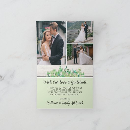 Rustic Wood & Eukalyptus Wedding Vielen Dank für I Karte (Innenseite)