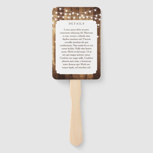 Rustic Wood Fairy Light Barn Wedding Vielen Dank Fächer (Rückseite)